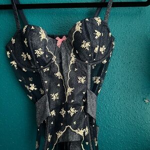 Victoria's Secret Blue and Cream Lace Corset